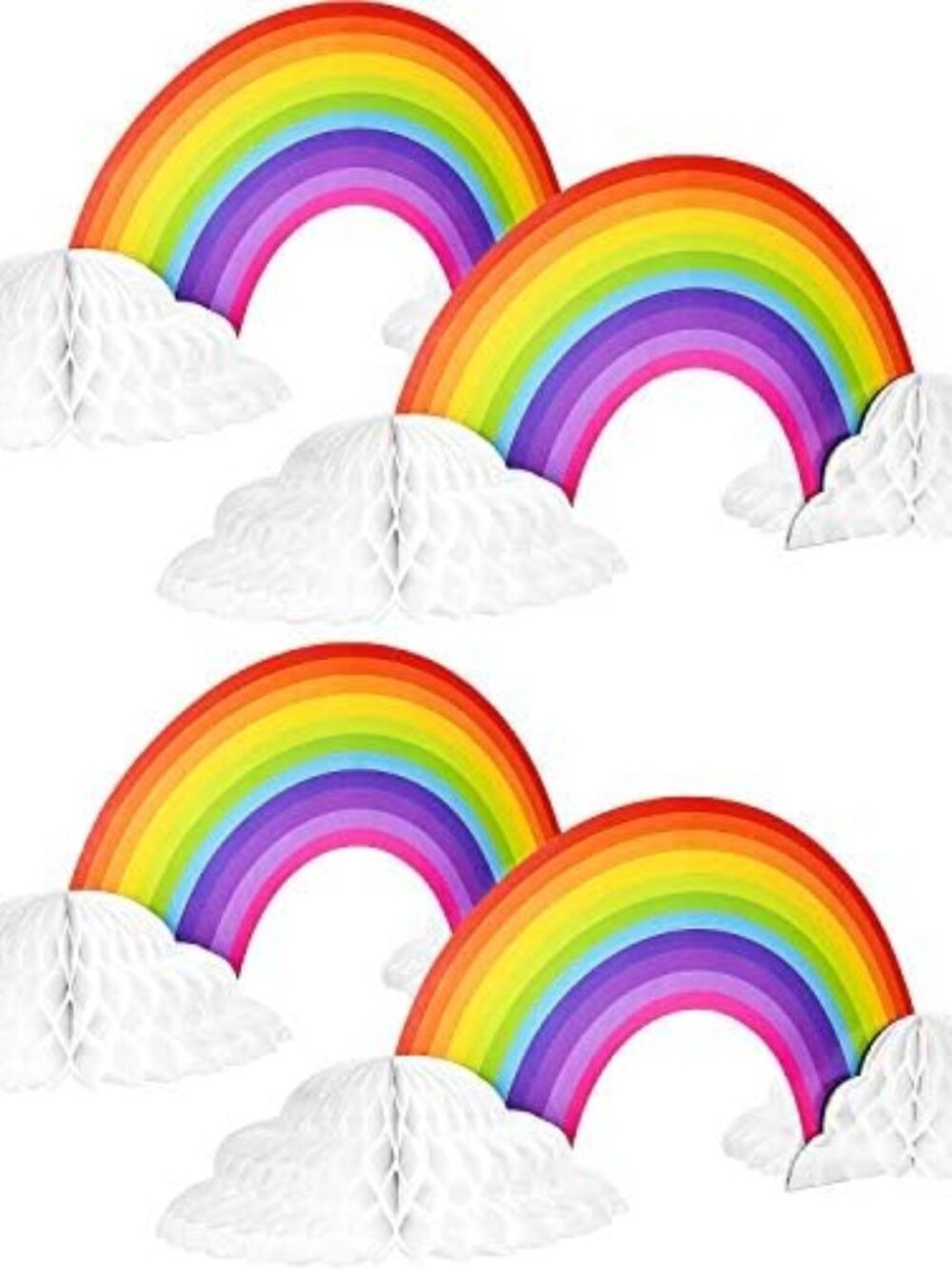 4 Pieces Rainbow Table Decorations Centerpiece with Clouds